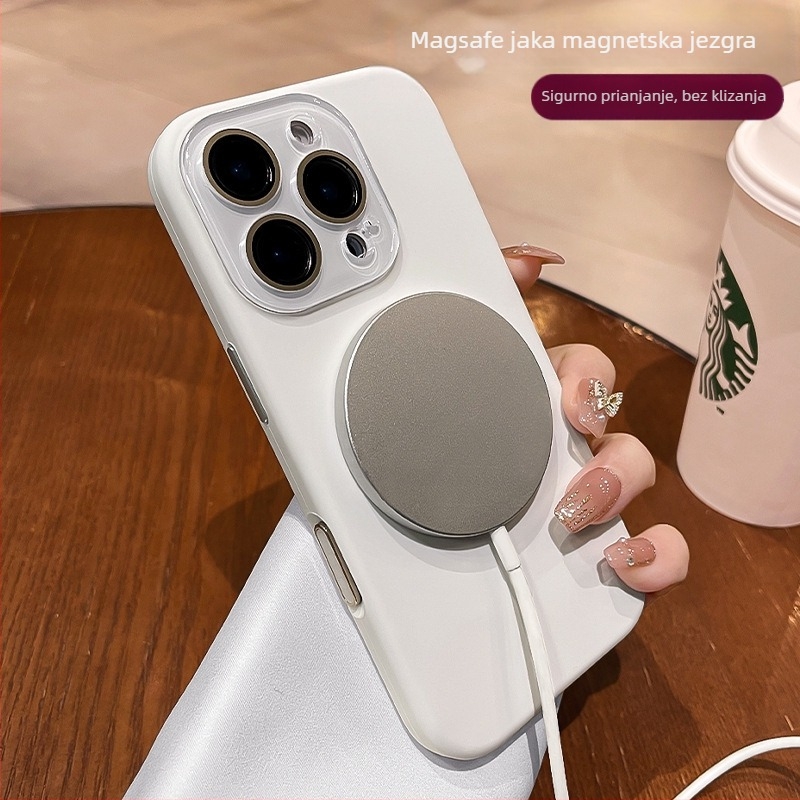 Nova proljetna i ljetna magnetska vakuumska maskica za Apple 16, tekući silikon, 16promax 15 s folijom za leće.