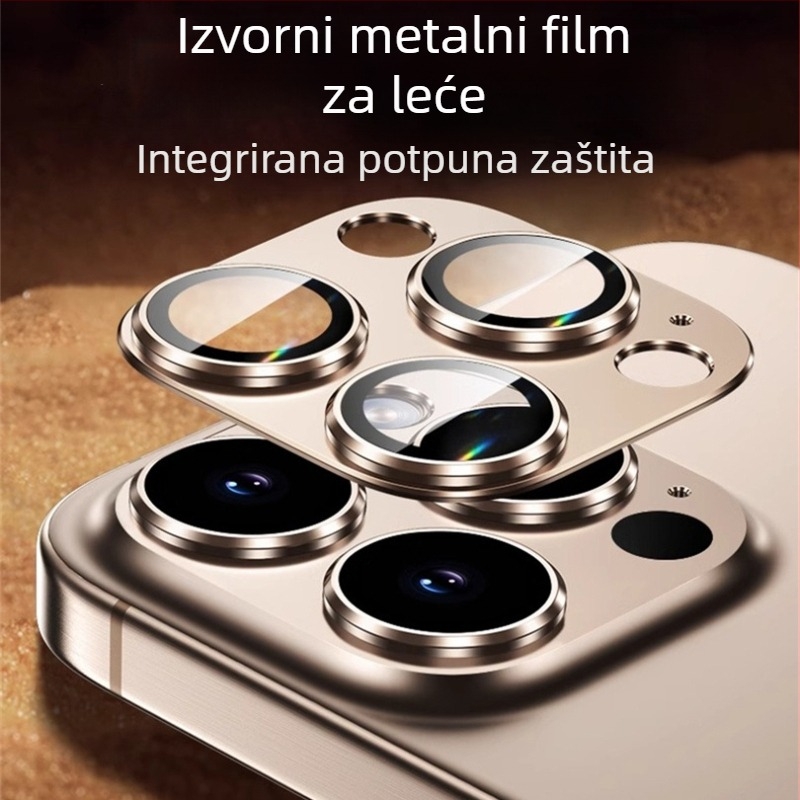 Apple 16Promax folija za objektiv iPhone 16 Naljepnica za stražnju kameru plus metalni prsten za objektiv s punim pokrivanjem