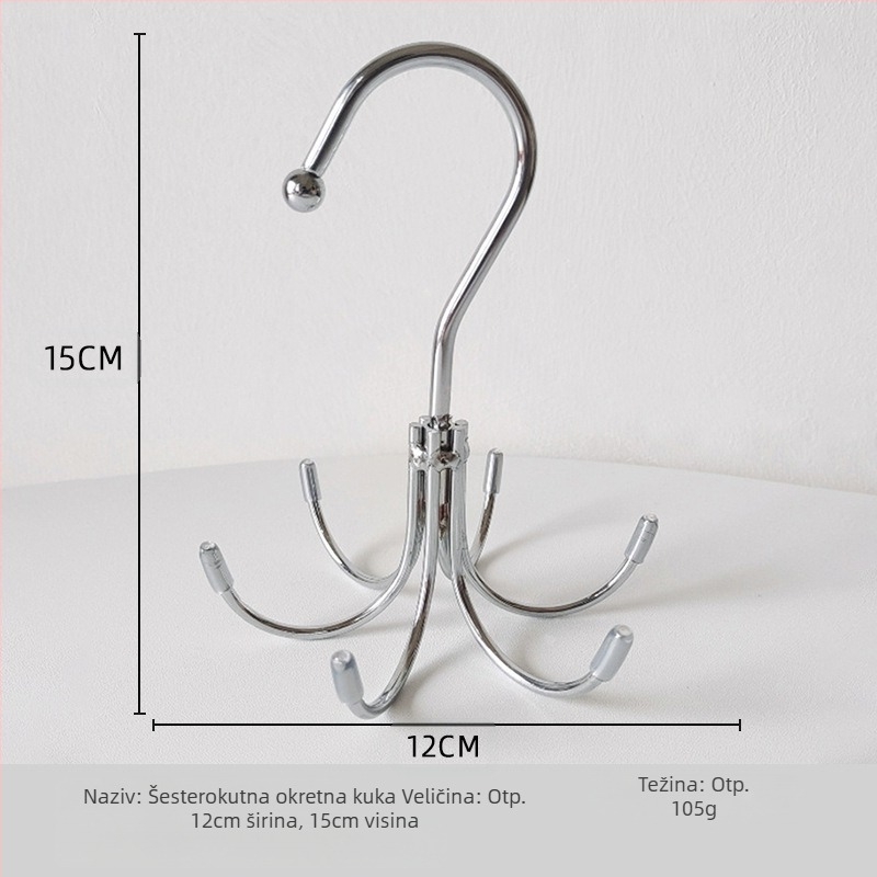 Višenamjenska vješalica sa šest kandži, kućna, remen za donje rublje, ormar za spavaonicu, rotirajuća kuka od 360 stupnjeva