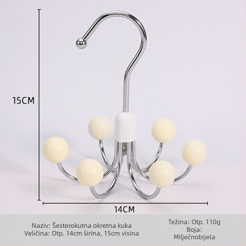 Višenamjenska vješalica sa šest kandži, kućna, remen za donje rublje, ormar za spavaonicu, rotirajuća kuka od 360 stupnjeva