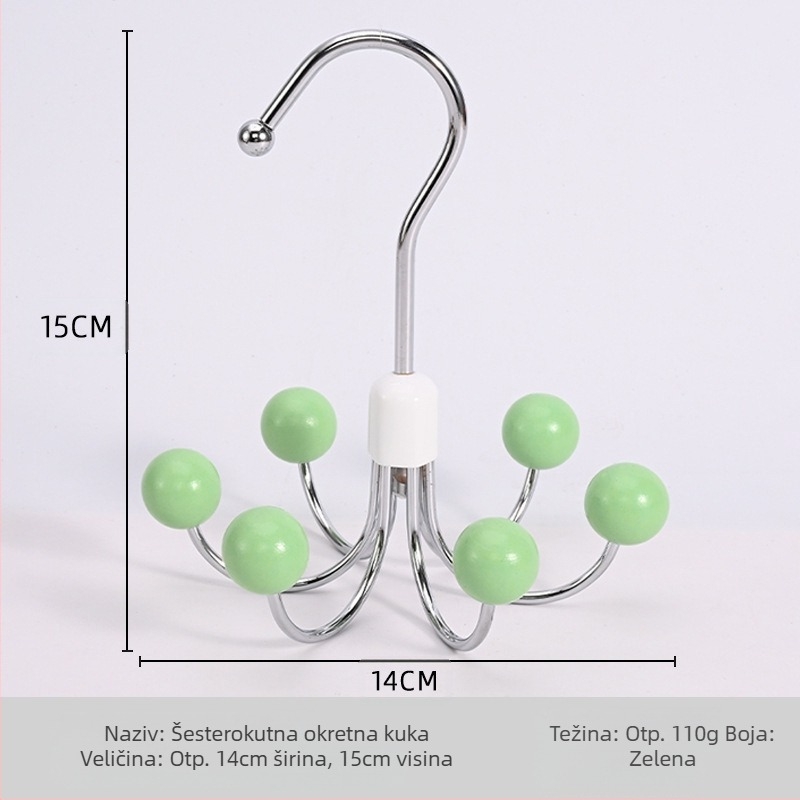 Višenamjenska vješalica sa šest kandži, kućna, remen za donje rublje, ormar za spavaonicu, rotirajuća kuka od 360 stupnjeva
