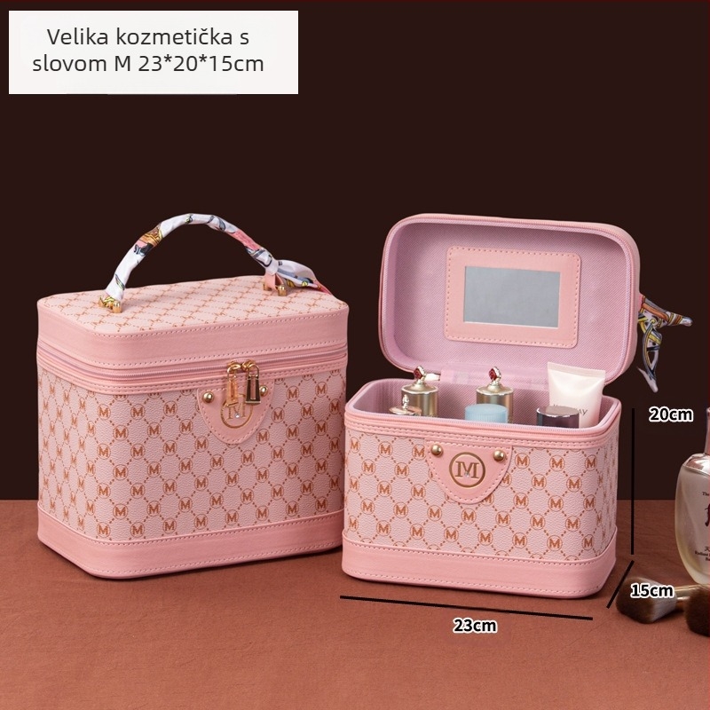 Retro Chanel stil PU kućanska torba velikog kapaciteta, kozmetička torba za pohranu kozmetike, prijenosna kutija za kofere