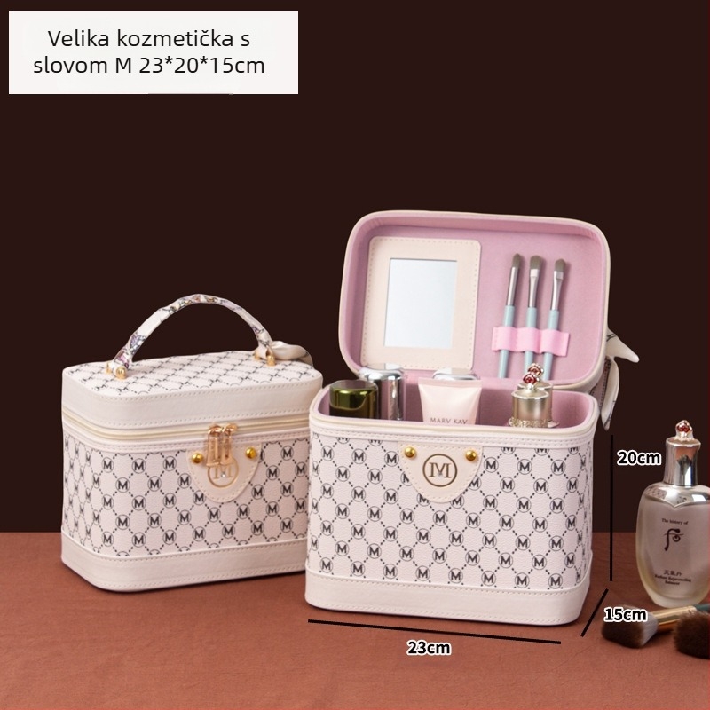 Retro Chanel stil PU kućanska torba velikog kapaciteta, kozmetička torba za pohranu kozmetike, prijenosna kutija za kofere