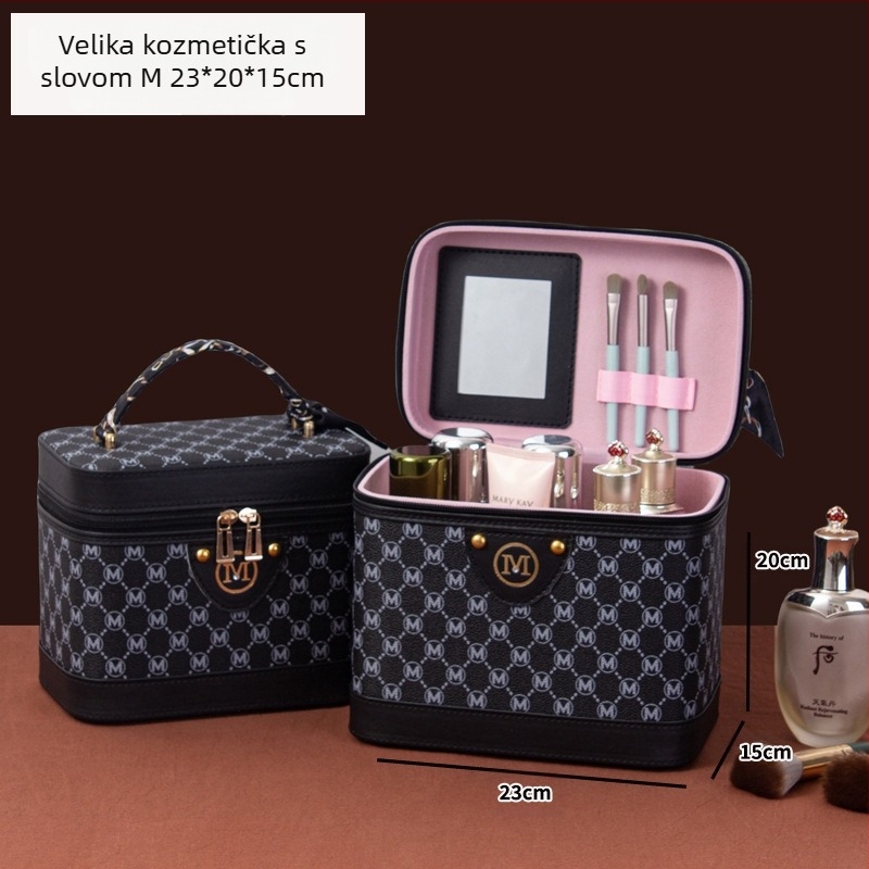 Retro Chanel stil PU kućanska torba velikog kapaciteta, kozmetička torba za pohranu kozmetike, prijenosna kutija za kofere