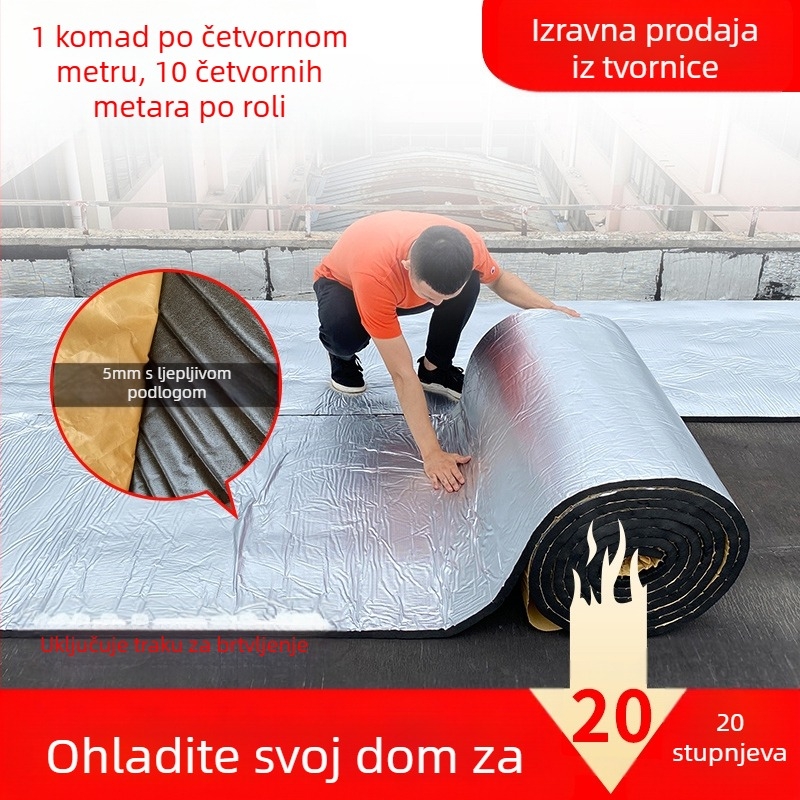 Izolacija krova, pamučna tkanina otporna na visoke temperature, vatrootporna tkanina, izolacijska folija za strop krova, sunčana soba, samoljepljiva izolacijska ploča za krov