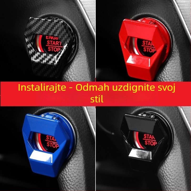 Naljepnica za ukras s jednim gumbom za pokretanje, prekidač za paljenje, zaštitna naljepnica, modifikacija unutrašnjosti automobila, sportski ukrasni prsten, univerzalni cool run car