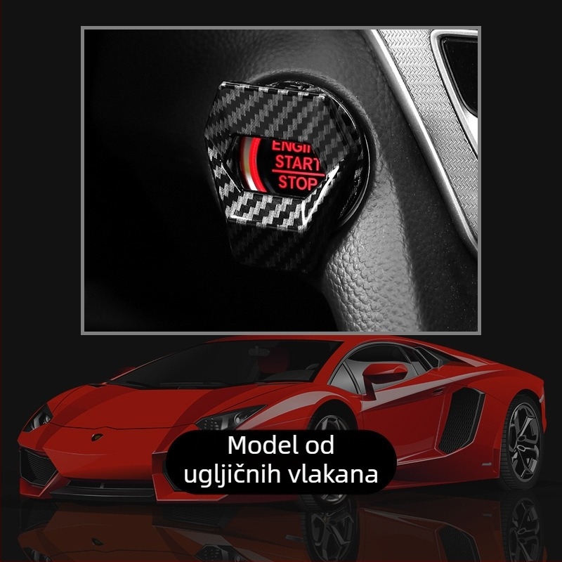 Naljepnica za ukras s jednim gumbom za pokretanje, prekidač za paljenje, zaštitna naljepnica, modifikacija unutrašnjosti automobila, sportski ukrasni prsten, univerzalni cool run car