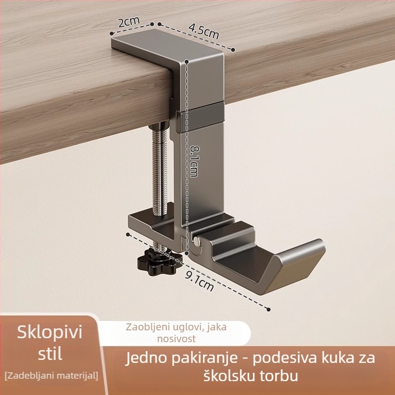 Školska torba kuka za studentski stol bočno viseća školska torba bez bušenja, jaka nosivost, studentski stol za spavaonicu, bešavna viseća torba, artefakt