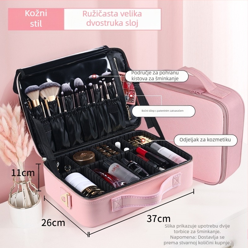 Beauty Kit frizerski pribor ambulantna torbica kožna torbica vizažist s kotačićima višenamjenska brijačnica ljepota šminka