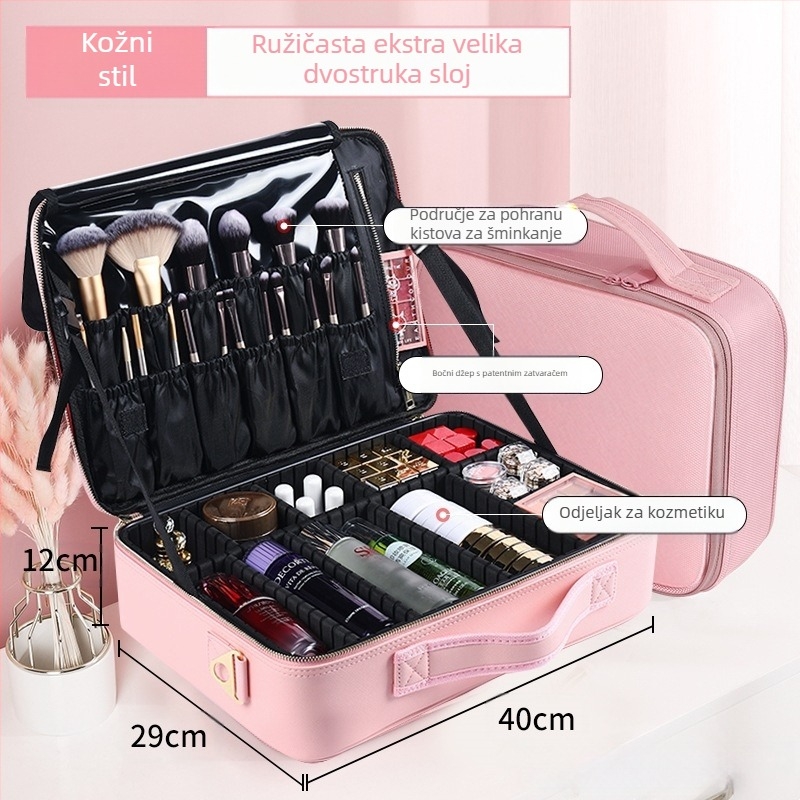 Beauty Kit frizerski pribor ambulantna torbica kožna torbica vizažist s kotačićima višenamjenska brijačnica ljepota šminka