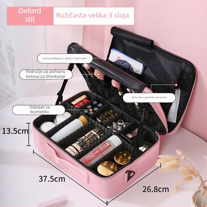 Beauty Kit frizerski pribor ambulantna torbica kožna torbica vizažist s kotačićima višenamjenska brijačnica ljepota šminka