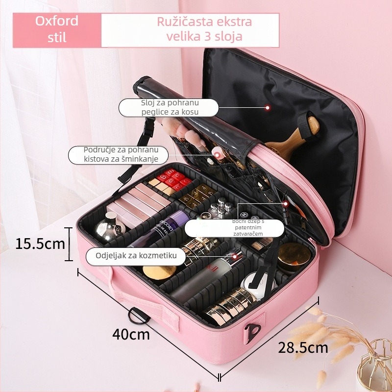 Beauty Kit frizerski pribor ambulantna torbica kožna torbica vizažist s kotačićima višenamjenska brijačnica ljepota šminka