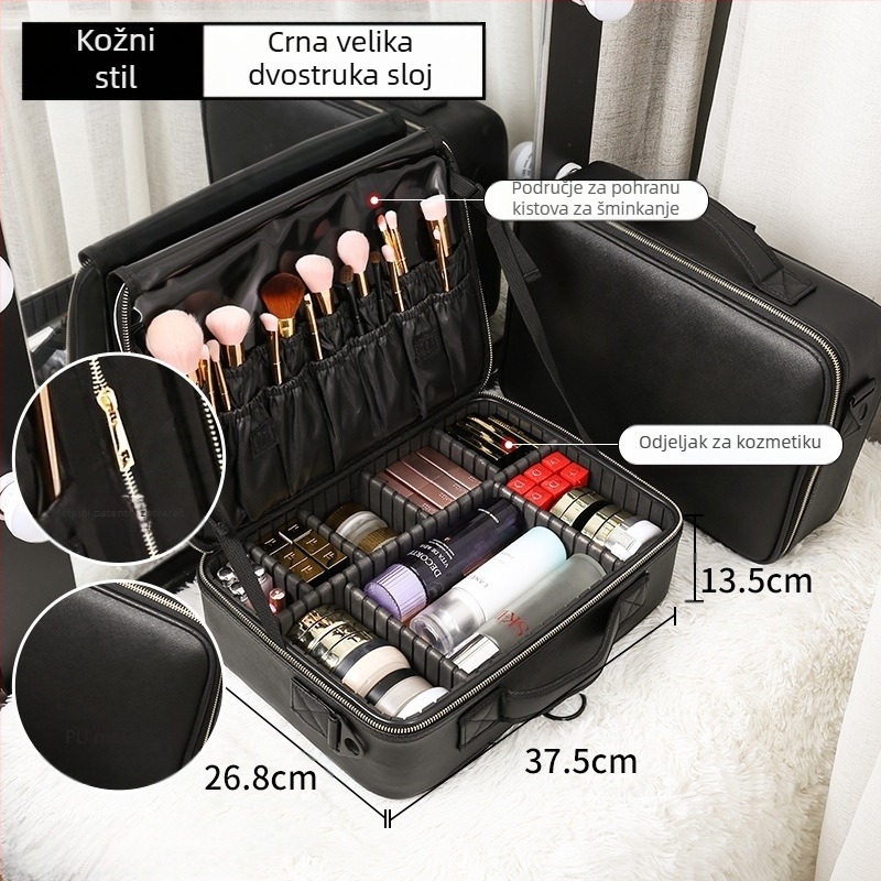Beauty Kit frizerski pribor ambulantna torbica kožna torbica vizažist s kotačićima višenamjenska brijačnica ljepota šminka