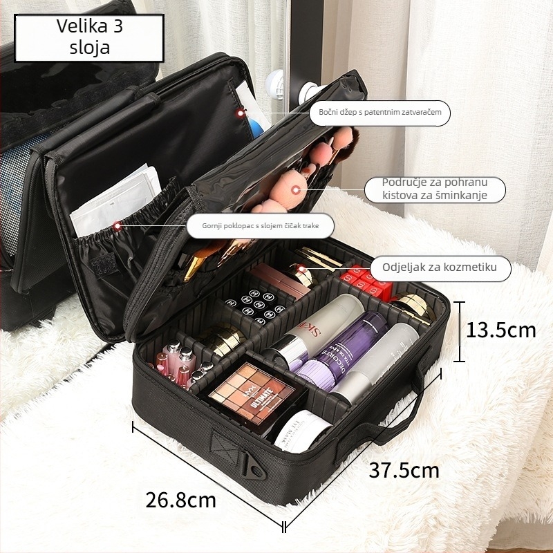 Beauty Kit frizerski pribor ambulantna torbica kožna torbica vizažist s kotačićima višenamjenska brijačnica ljepota šminka