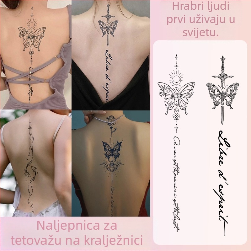 Naljepnica za tetovažu s biljnim uzorkom kralježnice, slatki i ljuti djevojački sok, vodootporna, dugotrajna, polutrajna, simulacijska tetovaža, osjećaj visoke razine