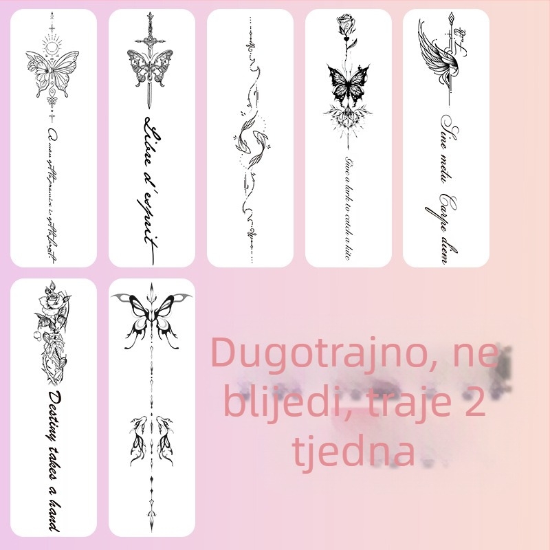 Naljepnica za tetovažu s biljnim uzorkom kralježnice, slatki i ljuti djevojački sok, vodootporna, dugotrajna, polutrajna, simulacijska tetovaža, osjećaj visoke razine