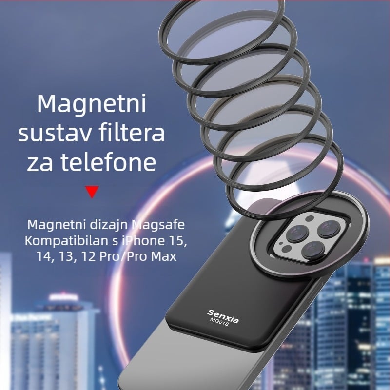 Filter za mobitel Magsafe magnetski adapter za bazu pogodan za Apple iPhone 16 mobitel, leća za mobitel, smanjenje Nd svjetla, crna