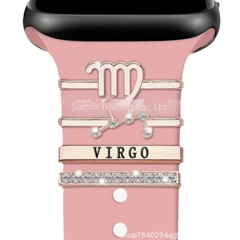 Set za ukrasne nokte s dvanaest horoskopskih znakova, pogodan za silikonski remen Apple Watch, pribor s cirkonima, privjesak s horoskopskim znakom