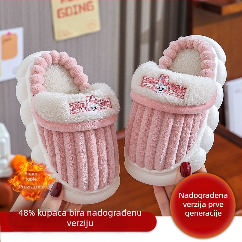 Dječje pamučne papuče za roditelje i djecu s mekim dnom, neklizajuće za dom, za odrasle, parove i bebe, s debelom flis podstavom za dječake i djevojčice