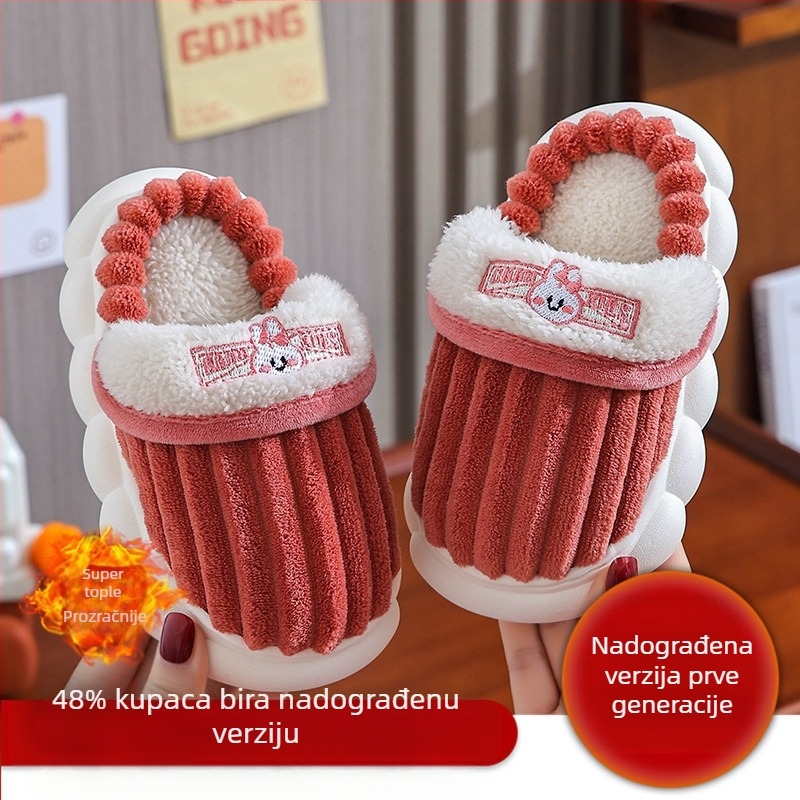 Dječje pamučne papuče za roditelje i djecu s mekim dnom, neklizajuće za dom, za odrasle, parove i bebe, s debelom flis podstavom za dječake i djevojčice