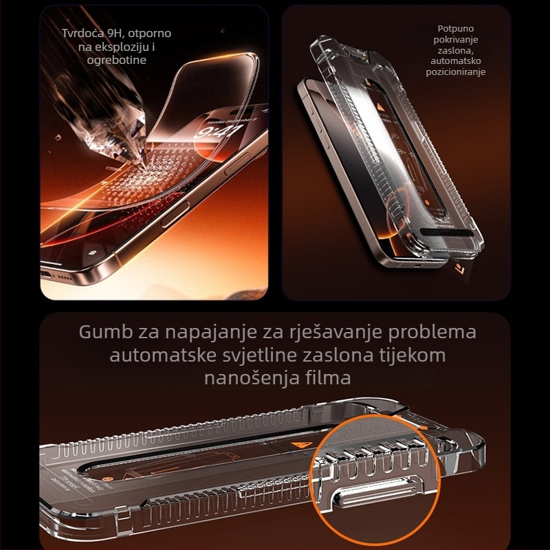 Kaljena folija za mobitel Apple 17Promax Corning, za iPhone 16/13/14, bez prašine, 15", za iPhone 16/13/14, s anti-peeping zaštitom.