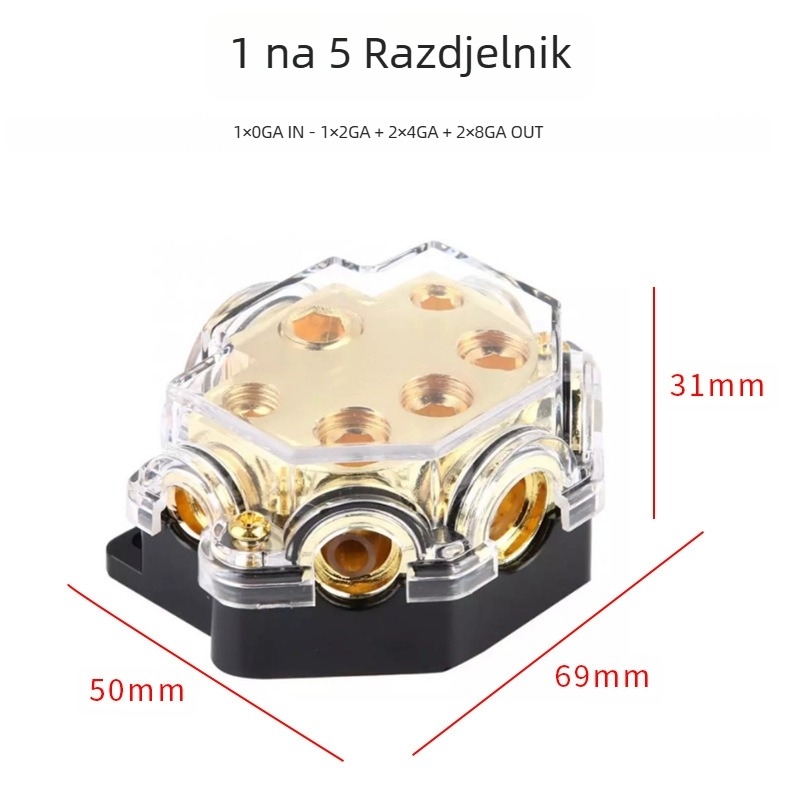 Prekogranična isporuka razdjelnika za modifikaciju auto pojačala, jedan na dva, jedan na četiri, razdjelnik za hub