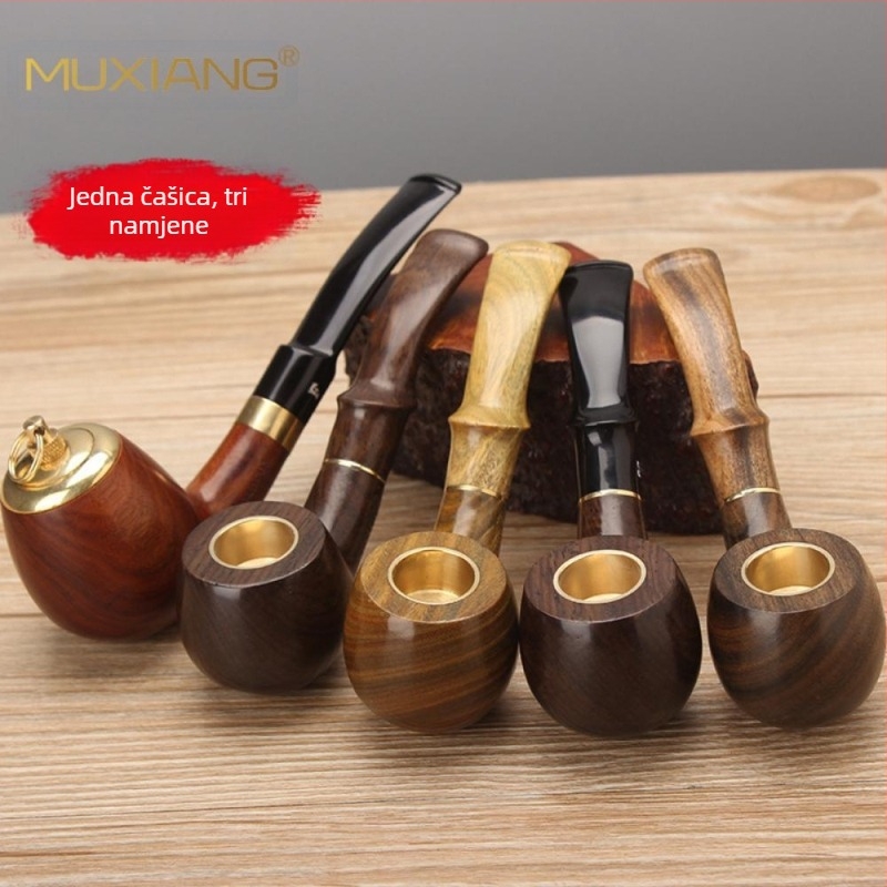 Woody Rosewood lula s tri namjene, suha lula, pribor za pušenje, veleprodaja, vrećica za duhan, 9 mm, filtrirana lula od punog drva, sandalovina