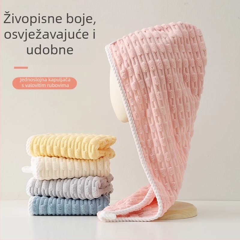 Nova bambusova baršunasta jednoslojna kapa za tuširanje od koraljnog baršuna s valovitim rubom, mekana upijajuća turban za odrasle, kućanska kapa za tuširanje u boji slatkiša