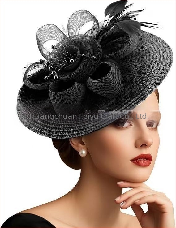 Popularni Amazon Mali šešir Pokrivalo za glavu Europski i američki vjenčani pokrivalo za glavu Noć vještica Mrežasti dodaci za kosu od perja Šešir za džokejski klub