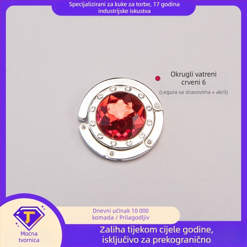 Okrugla akrilna kuka za studentski stol, bočna kuka, kristalna vješalica za torbe, sklopiva kuka za torbe, legura, moderna, jednostavna