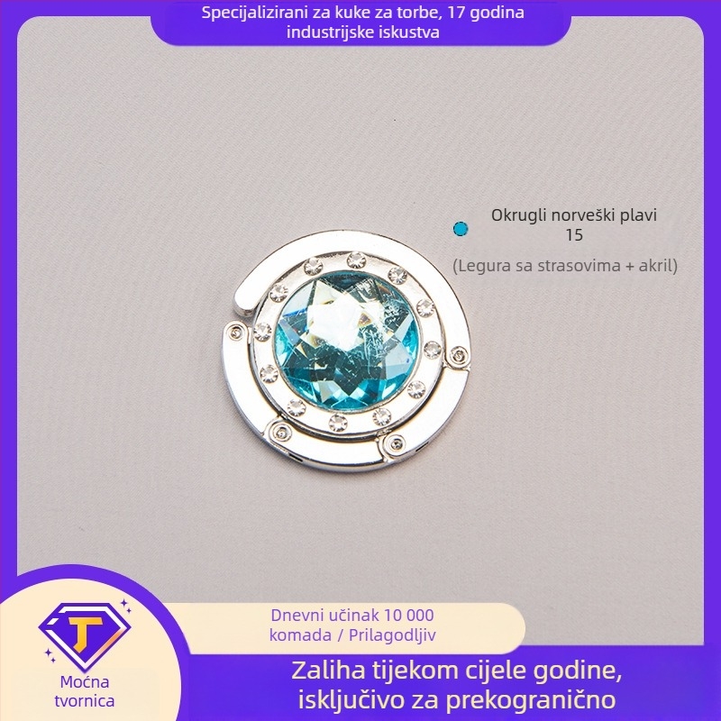 Okrugla akrilna kuka za studentski stol, bočna kuka, kristalna vješalica za torbe, sklopiva kuka za torbe, legura, moderna, jednostavna