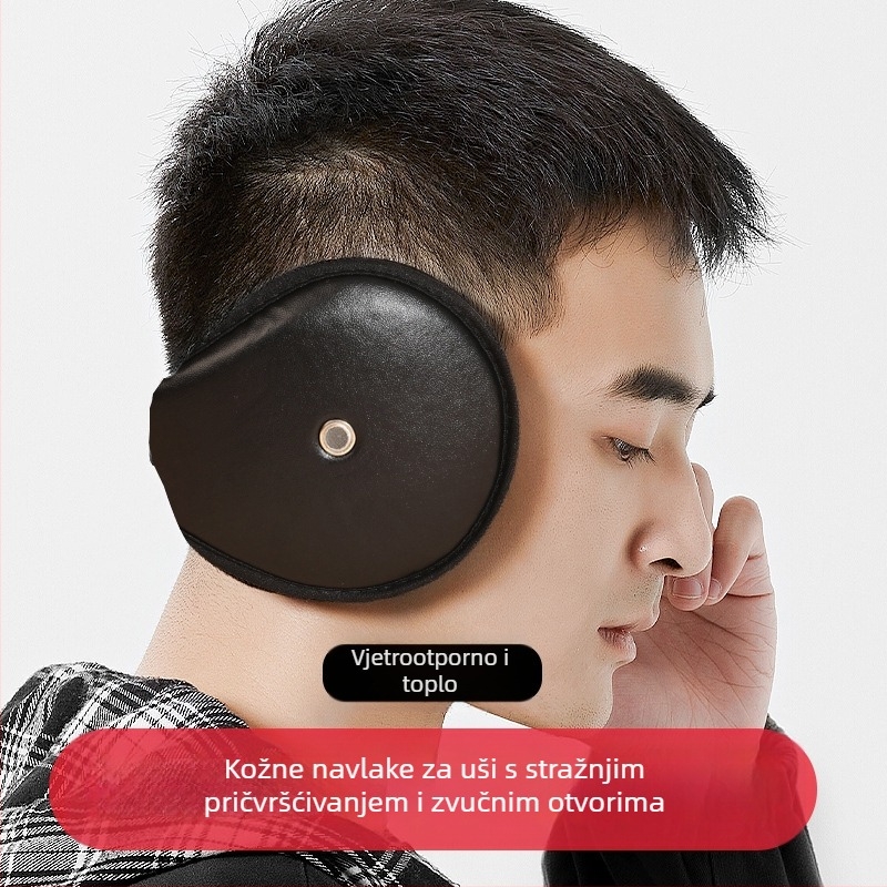 Muške zimske tople slušalice, karirane plišane slušalice, nove tople slušalice od umjetne kože, prekogranične