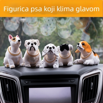 Automobil s pokretnom glavom za psa koji se trese, ukras za simulaciju lutke koja se trese, pribor za automobil od smole, auto s pokretnom glavom za psa, proljetni pas na veliko