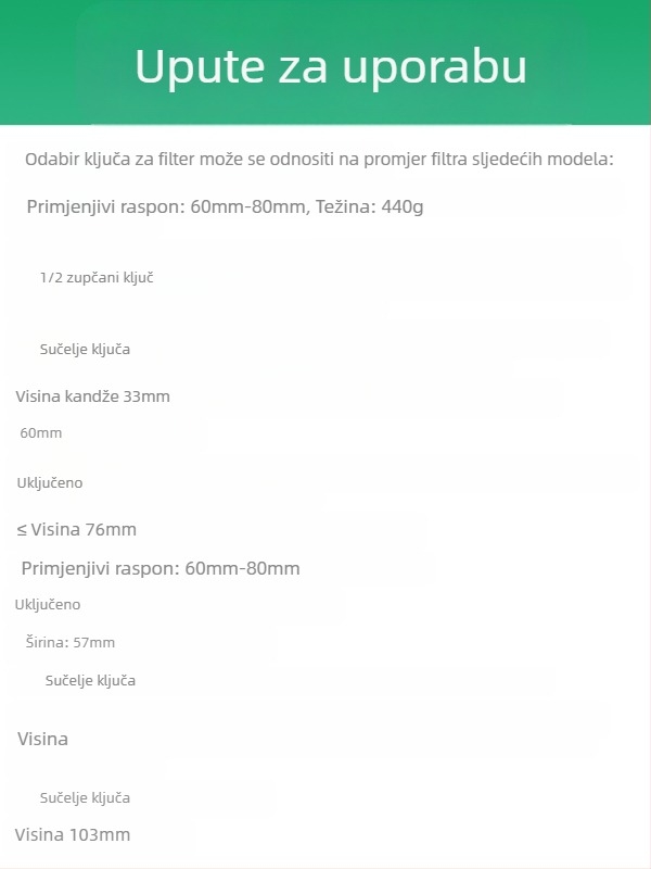 Ključ za elemente filtera za ulje ključ za strojne filtere alat za uklanjanje i rukovanje rešetkom za ulje ključ za filter tip s poklopcem