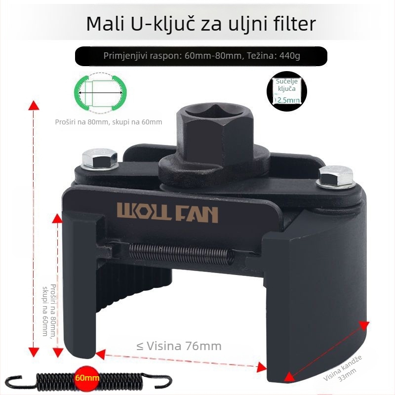 Ključ za elemente filtera za ulje ključ za strojne filtere alat za uklanjanje i rukovanje rešetkom za ulje ključ za filter tip s poklopcem