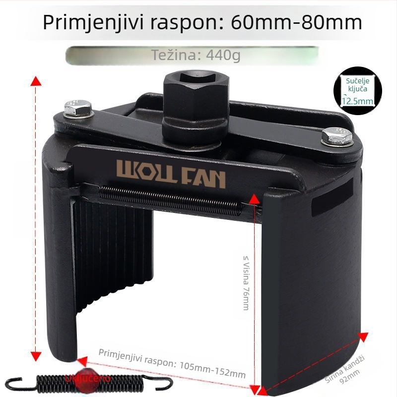 Ključ za elemente filtera za ulje ključ za strojne filtere alat za uklanjanje i rukovanje rešetkom za ulje ključ za filter tip s poklopcem