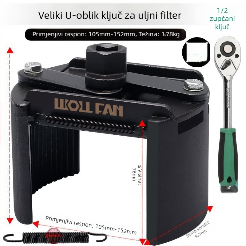 Ključ za elemente filtera za ulje ključ za strojne filtere alat za uklanjanje i rukovanje rešetkom za ulje ključ za filter tip s poklopcem