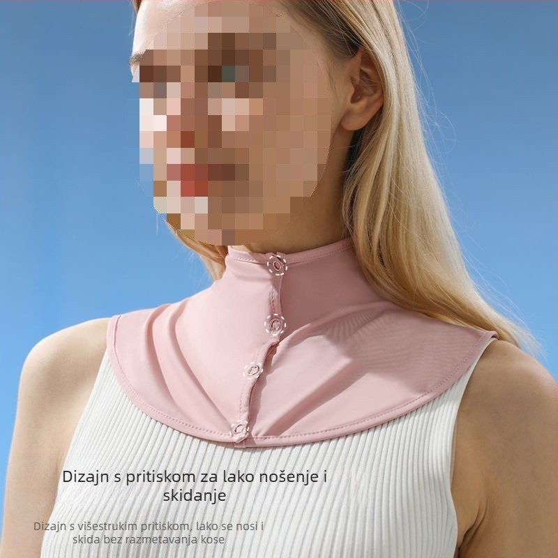 Svileni šal, ljetni šal za zaštitu od sunca za žene, tanki šal od ledene svile za vanjsku vožnju, anti-UV zaštita vrata, lažni ovratnik, pokrivalo za vrat