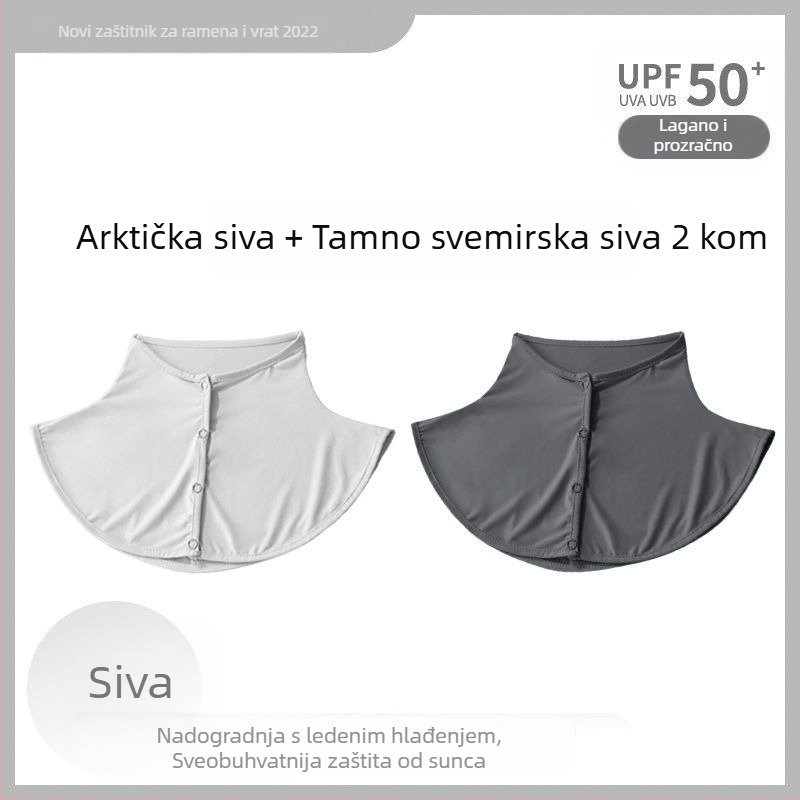 Svileni šal, ljetni šal za zaštitu od sunca za žene, tanki šal od ledene svile za vanjsku vožnju, anti-UV zaštita vrata, lažni ovratnik, pokrivalo za vrat