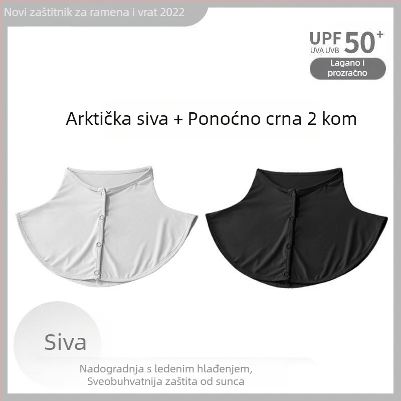 Svileni šal, ljetni šal za zaštitu od sunca za žene, tanki šal od ledene svile za vanjsku vožnju, anti-UV zaštita vrata, lažni ovratnik, pokrivalo za vrat