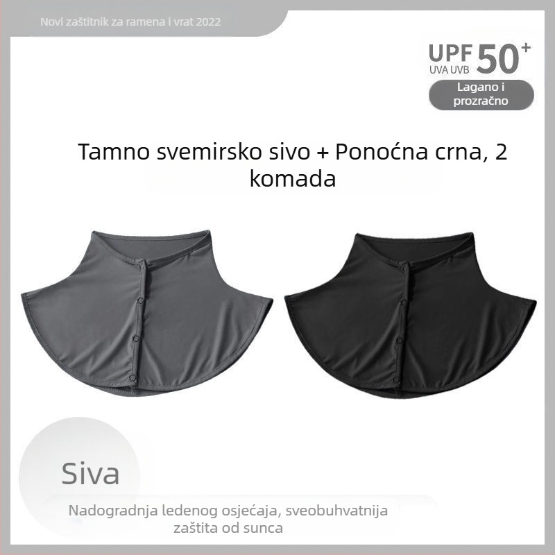 Svileni šal, ljetni šal za zaštitu od sunca za žene, tanki šal od ledene svile za vanjsku vožnju, anti-UV zaštita vrata, lažni ovratnik, pokrivalo za vrat