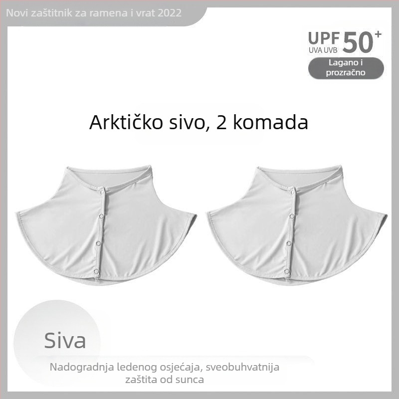 Svileni šal, ljetni šal za zaštitu od sunca za žene, tanki šal od ledene svile za vanjsku vožnju, anti-UV zaštita vrata, lažni ovratnik, pokrivalo za vrat