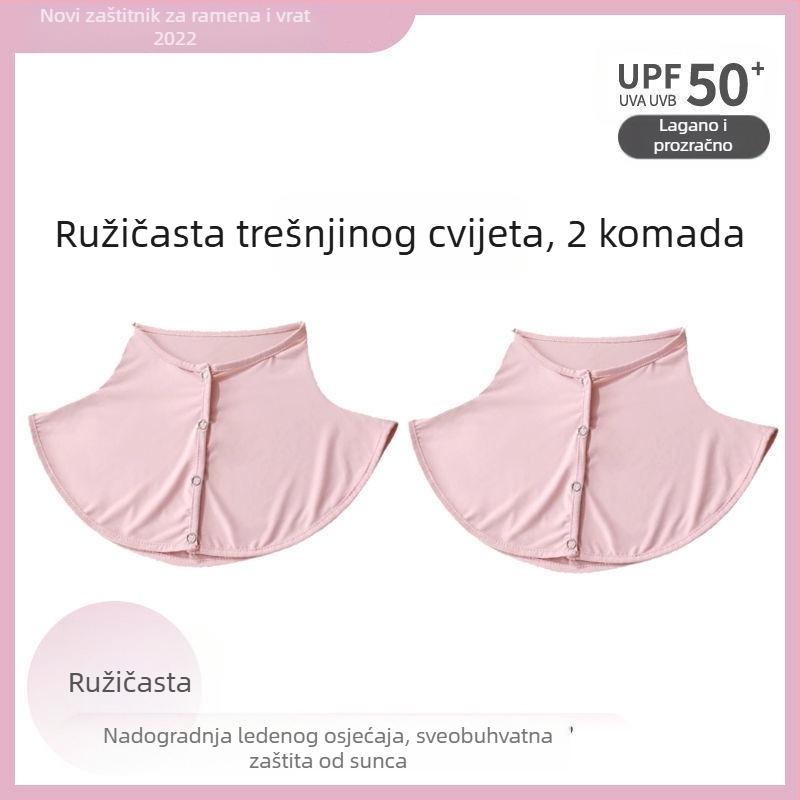 Svileni šal, ljetni šal za zaštitu od sunca za žene, tanki šal od ledene svile za vanjsku vožnju, anti-UV zaštita vrata, lažni ovratnik, pokrivalo za vrat