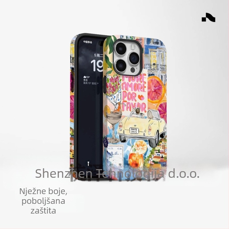 Popularna maskica za telefon u stilu otoka za vanjsku trgovinu, prikladna za iPhone 16, novi model, dva u jednom, Apple 15, PM, otporna na udarce