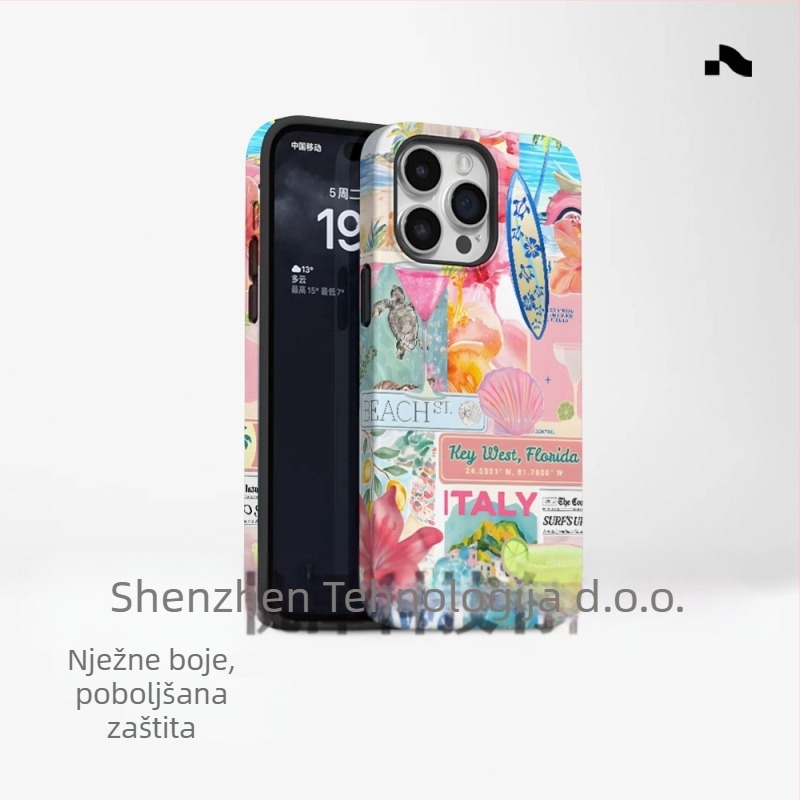 Popularna maskica za telefon u stilu otoka za vanjsku trgovinu, prikladna za iPhone 16, novi model, dva u jednom, Apple 15, PM, otporna na udarce
