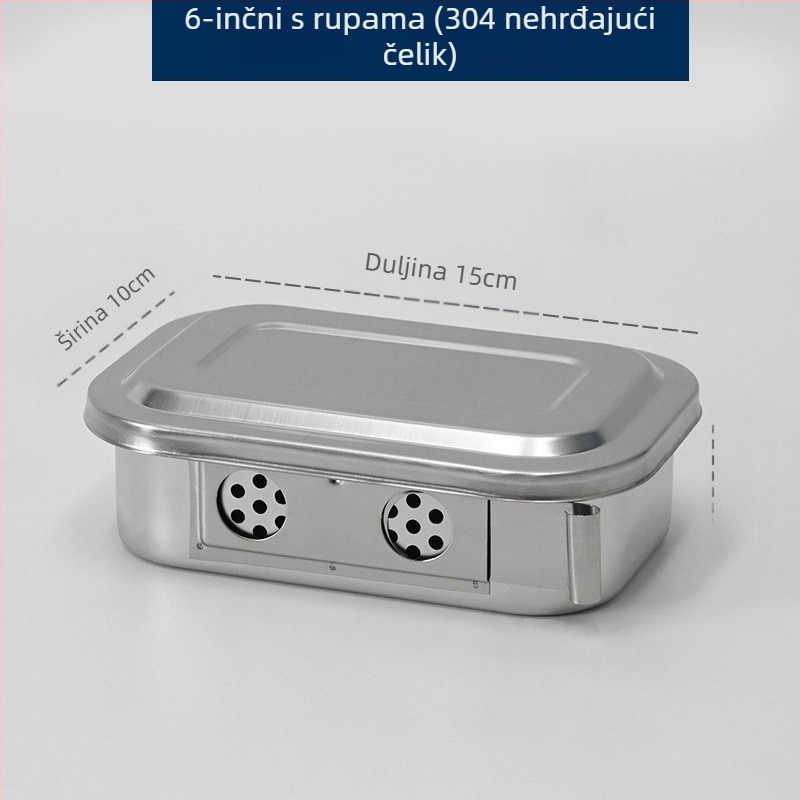 Kutija za dezinfekciju od nehrđajućeg čelika 304 s zadebljanim poklopcem i rupama, zavoj za vatu, kirurška dezinfekcijska ploča, kvadratna ploča za kirurške instrumente