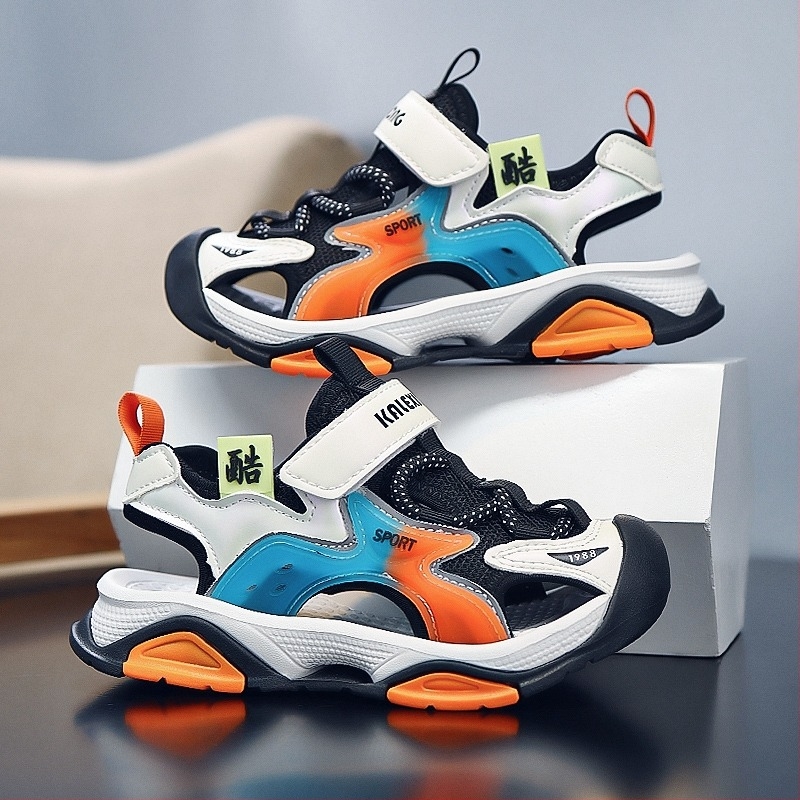 Dječje sandale s omotanim prstima, nove okretne gumbe, srednje velike dječje cipele za plažu s mekim potplatom