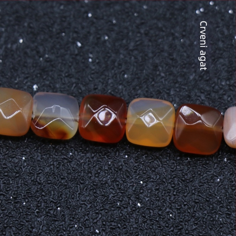 Kristalni ahat poludragi kamen 8 mm kvadratne fasetirane labave perle DIY narukvica ogrlica nakit pribor materijali veleprodaja