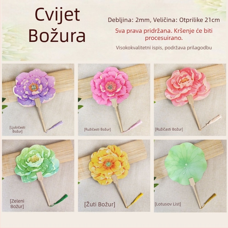 Lepeza cvijeta božura Luoyang, lepeza u obliku cvijeta u kulturnom i kreativnom drevnom stilu, prijava za fotografiranje slikovitog mjesta nacionalnog trenda, prilagodba lepeze plesnim zanatima