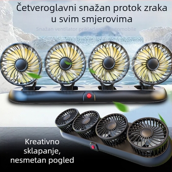 Novi automobilski ventilator s četiri glave, električni ventilator za automobil s rotirajućim sklopivim motorom od 360 stupnjeva, snažan rashladni mini kamion, mali ventilator